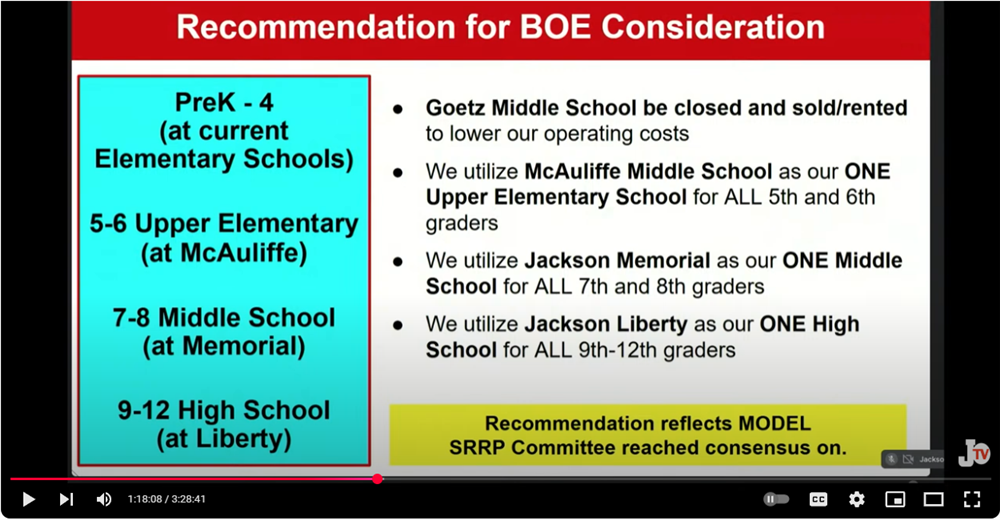  screenshot of redistricting recommendation showing school locations